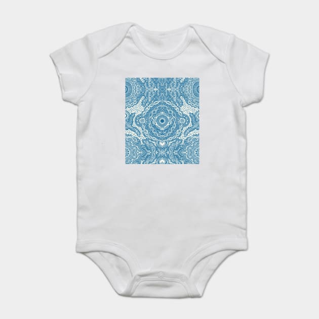 Rain in the Garden - blue and cream Baby Bodysuit by micklyn